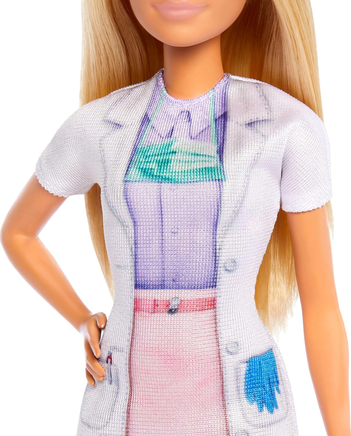 Poupée Barbie Dentiste, poupée mannequin aux cheveux blonds, robe bleue et blouse de laboratoire, 1 poupée enfant, accessoires d'examen et accessoires assortis, JCR74