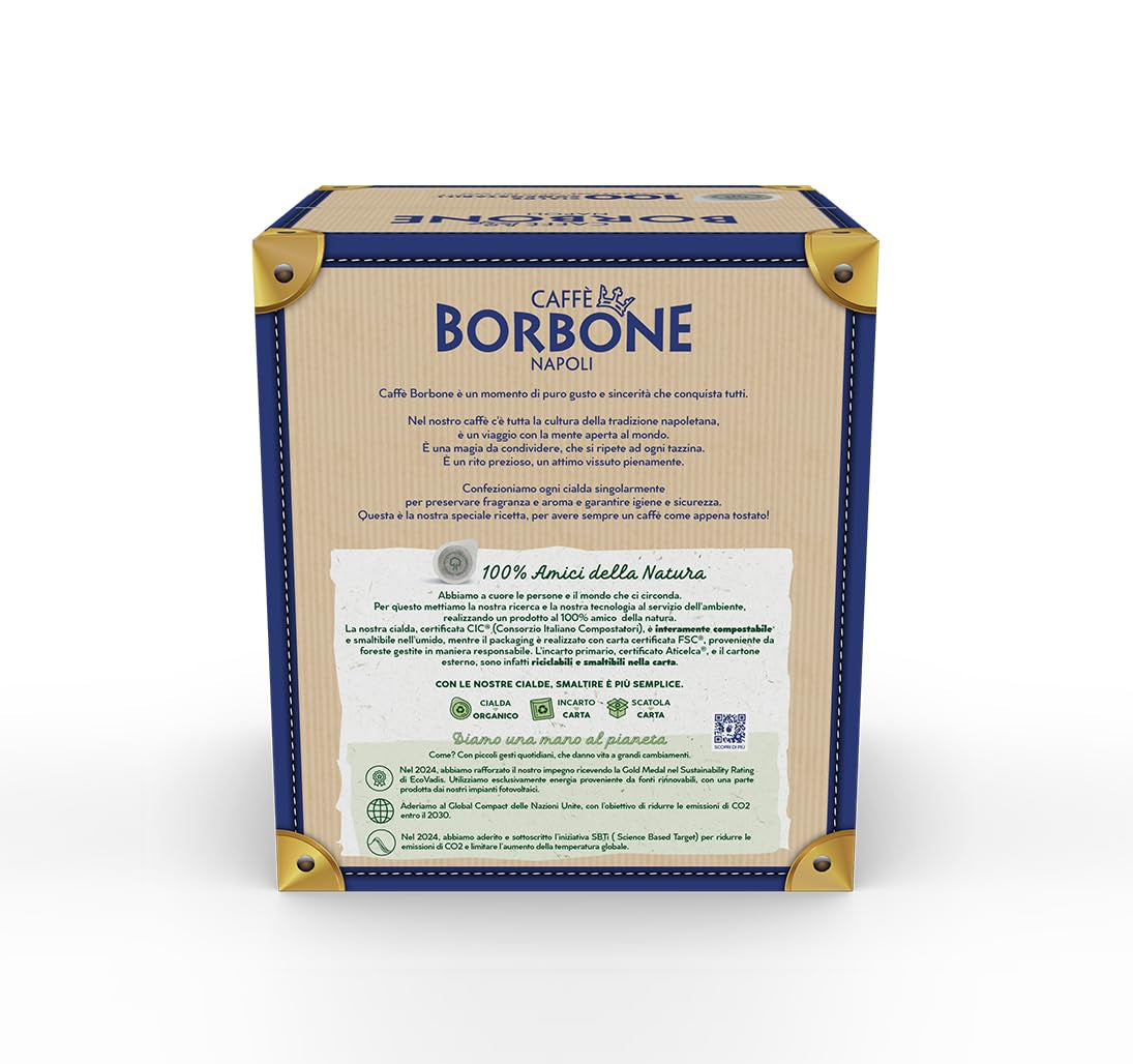 Caffè Borbone Kompostierbare Kaffeepads, Gold-Kaffeemischung - 100 tampons - Compatible avec les tampons en papier ESE System 44 mm