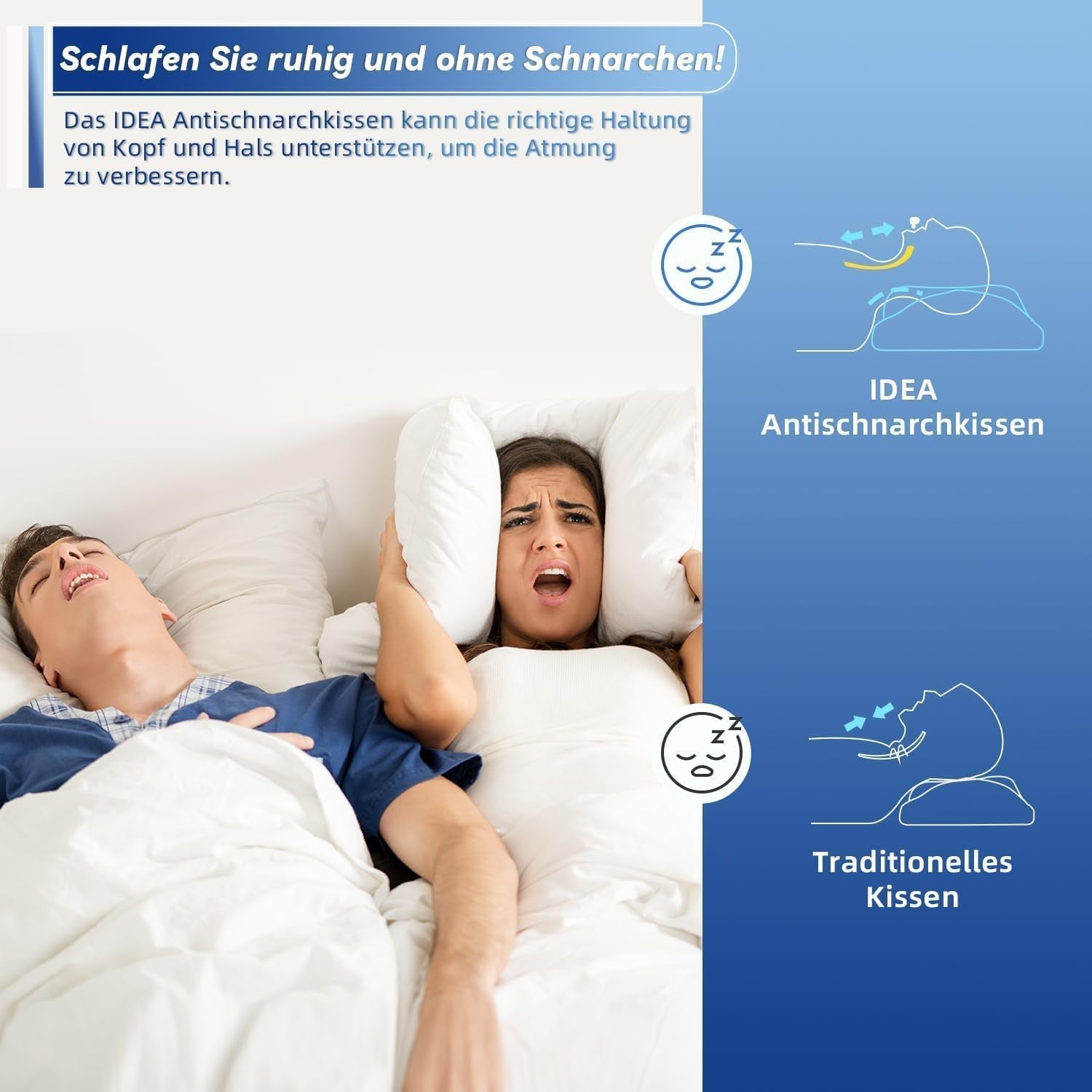 Oreiller orthopédique, oreiller cervical ergonomique, oreiller de tête, oreiller original en mousse à mémoire de forme pour les côtés, le dos et le ventre, oreiller de soutien du cou pour hommes, femmes (67,3 x 38,2 x 13,8/3 cm) Oreillers orthopédiques cervicaux Naty Shop