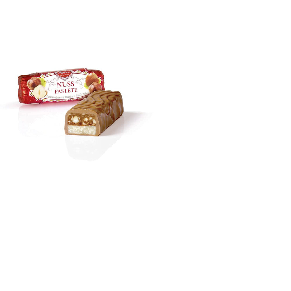 Pâte de noix Reber, chocolat au lait alpin, contient de l'alcool, du nougat, des noisettes, du rhum et de la pâte d'amande 49 g (paquet de 6)