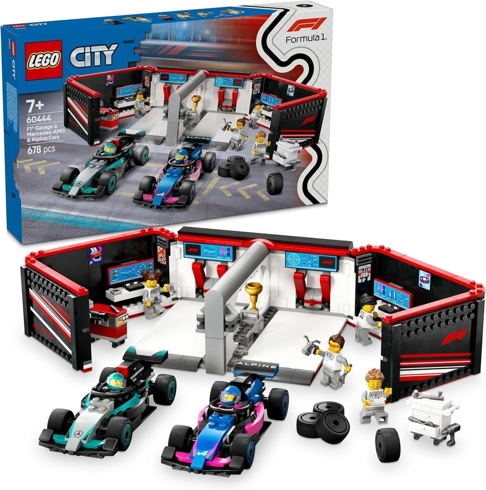 Garage LEGO City F1 avec voitures de course Mercedes-Amg et Alpine - Voiture de course de Formule 1 avec 2 pilotes et 4 figurines mécaniques - Cadeau pour garçons et filles à partir de 7 ans et fans 60444 Jeux de construction Beuche den LEGO-Store Default Title