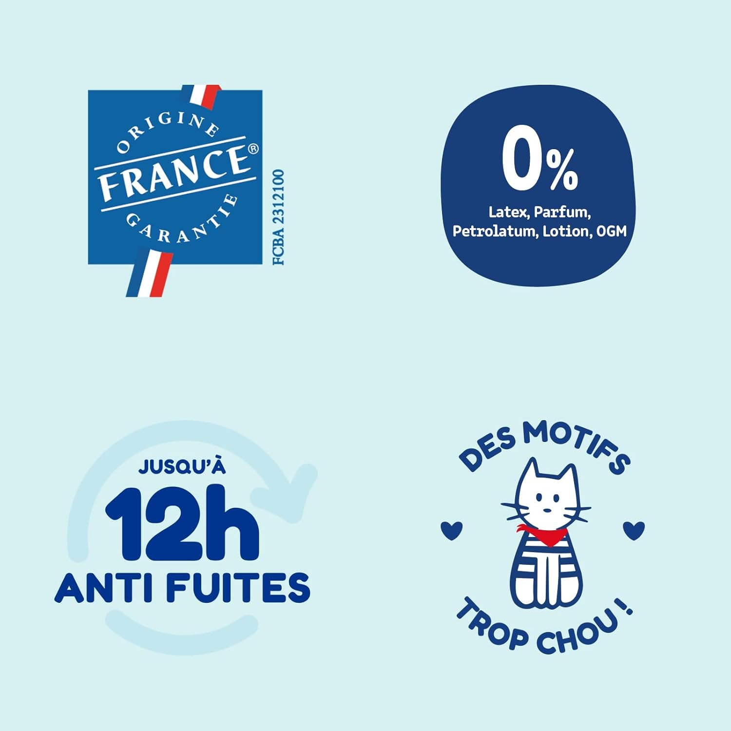 - Couches taille 4+ (9-20 kg) - saines et très absorbantes - étanche 12 heures - sans substances indésirables - fabriquées en France - prix abordable - 126 couches jetables