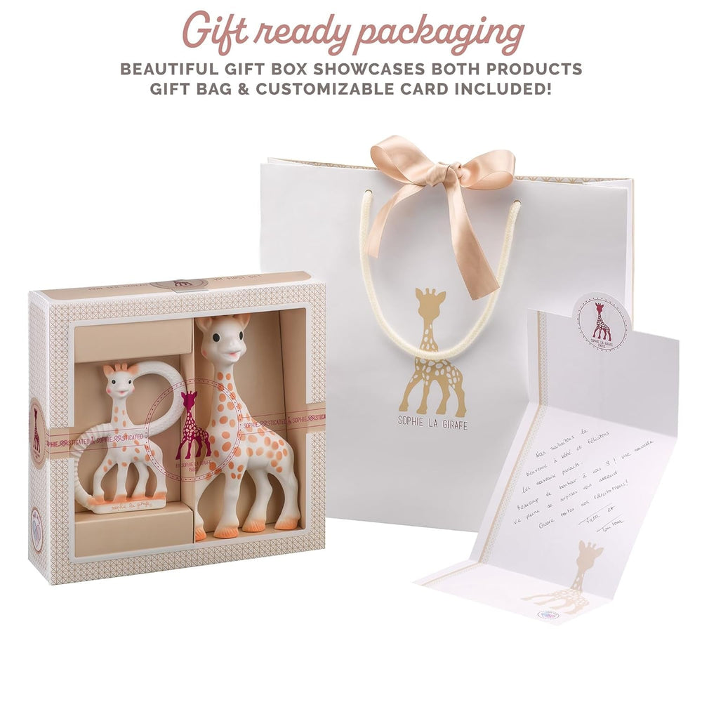 Sophie la girafe - Coffret bébé + anneau de dentition - Caoutchouc 100% naturel - Coffret d'activités bébé - Jouet d'éveil