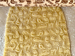 Rouleau à pâtisserie MEOW CAT pour pâtisserie et céramique maison. Twister en relief. Cadeau pour les amoureux des chats. Twister à motif gravé par Algis Crafts