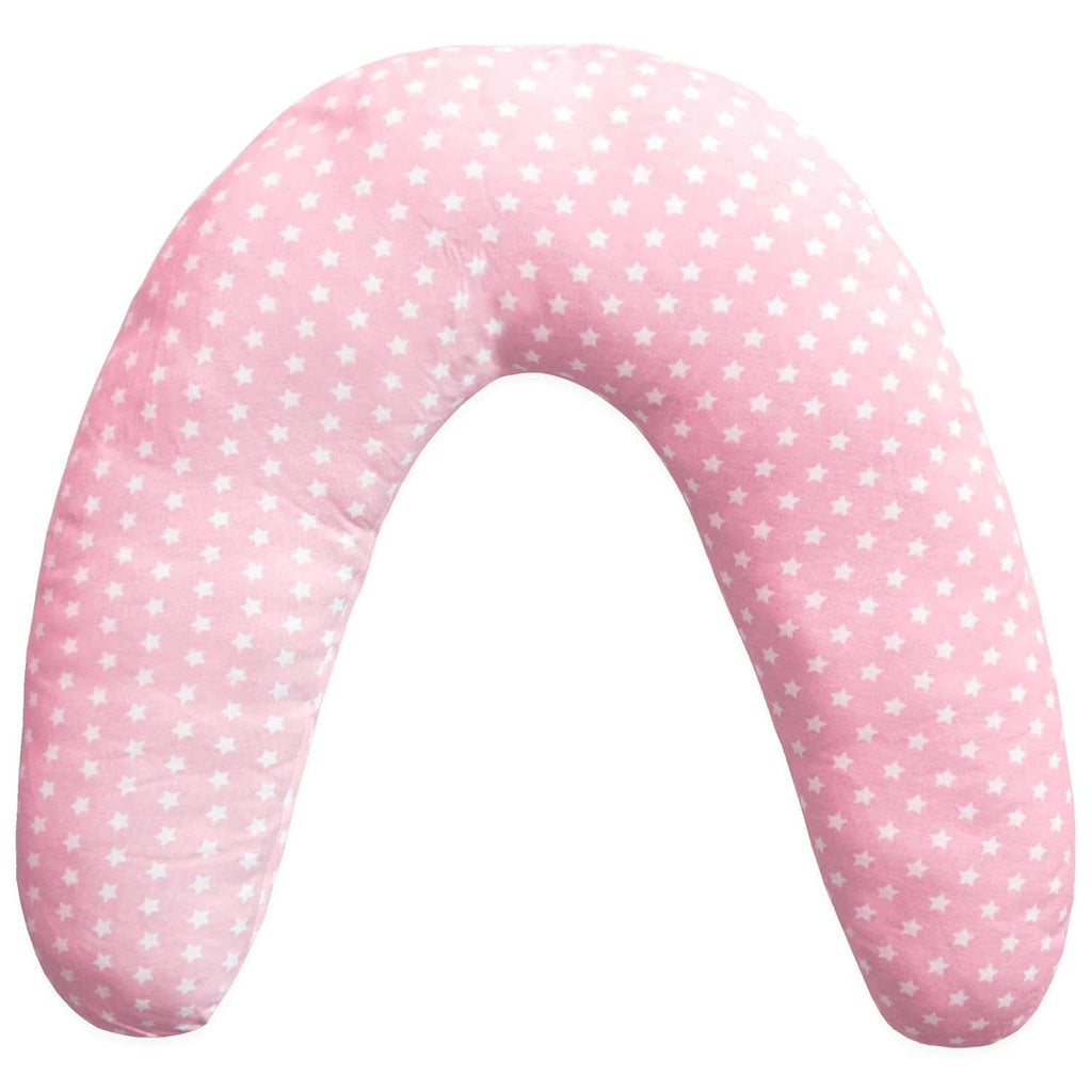 Pernă de alăptare pentru nou-născuți, XL, Husă din bumbac 100%, detașabilă și lavabilă, Umplutură din poliester, Motiv stele Accesorii Hrana si Alaptare Bebe Naty Shop Roz XL