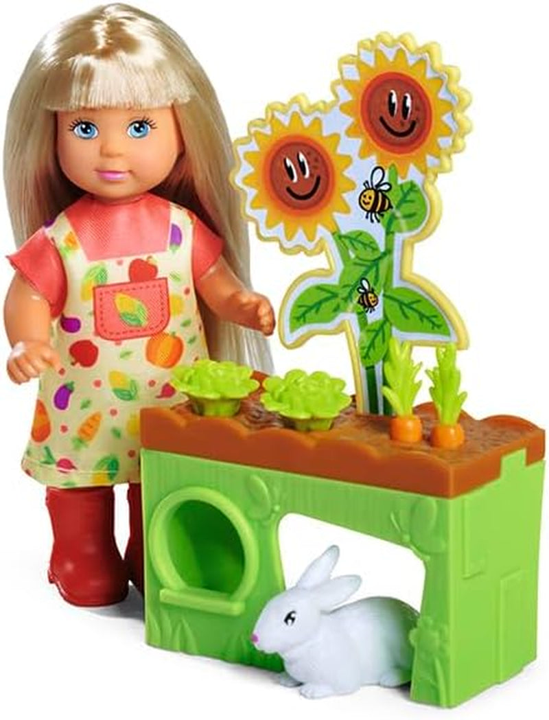 Simba Evi Love Garden, poupée dans le jardin avec des betteraves et des pierres précieuses pour les enfants, y compris un petit jouet, poupée de jeu 12 cm, à partir de 3 ans