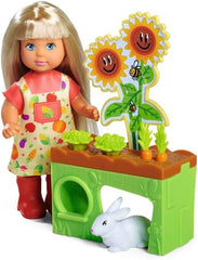 Simba Evi Love Garden, poupée dans le jardin avec des betteraves et des pierres précieuses pour les enfants, y compris un petit jouet, poupée de jeu 12 cm, à partir de 3 ans