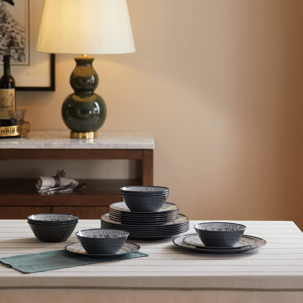 Ensemble de couverts de camping en mélamine 24 pièces pour 8 personnes – Ensemble d'assiettes et de couverts en mélamine, parfait pour les camping-cars, les fêtes dans le jardin et les fêtes sur la terrasse