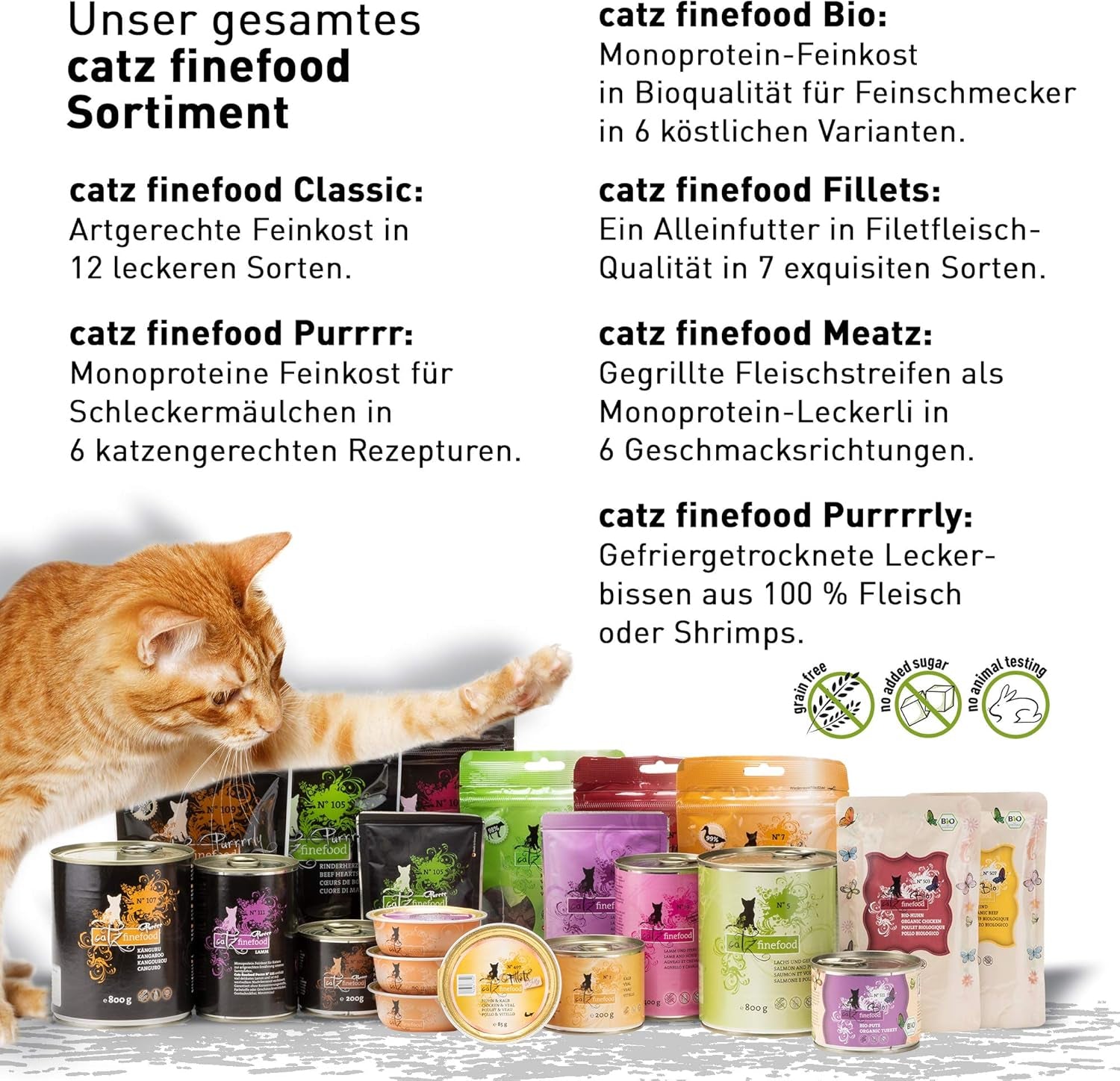 Hrană umedă pentru pisici Catz Finefood Purrrr cu monoproteină și somon nr. 105, pentru pisici cu digestie sensibilă, 16 x 80 g