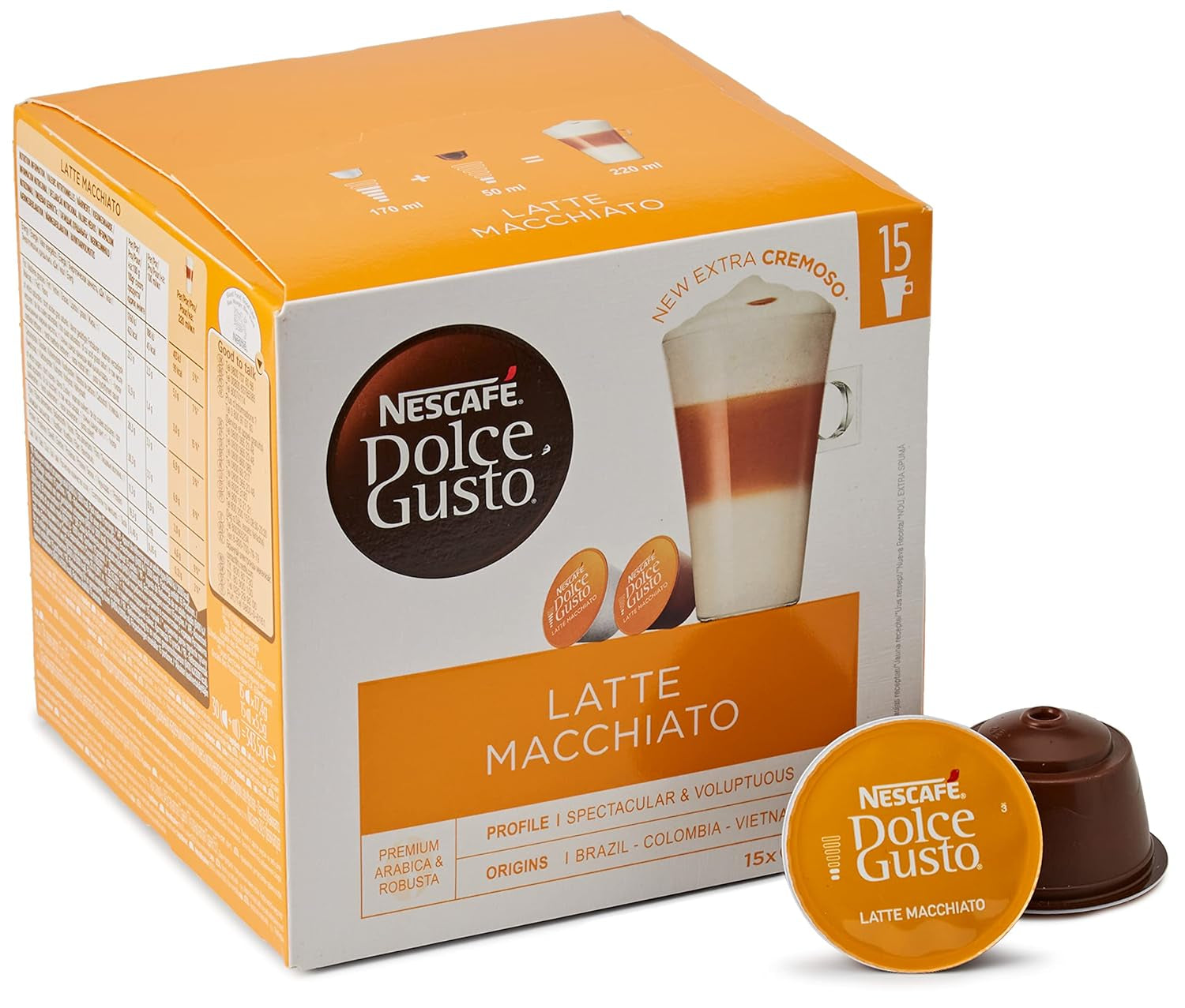 Dallmayr Prodomo, XXL-Vorratsbox & Latte Macchiato Vorratsbox 90 Kaffeekapseln (Aromatischer Espresso, 3-Schichten -Köstlichkeit aus feinem Milchschaum