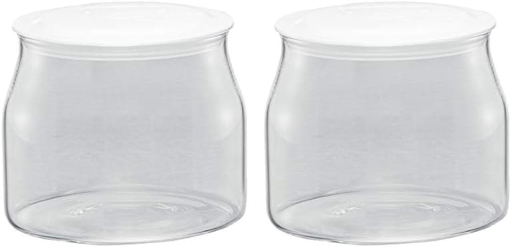 Rommelsbacher JG 1 Bocal de Rechange pour Machine à Yaourt et Fromage à la Crème JG 80-1,2 Litre avec Couvercle (Lot de 2) Naty Shop Boîtes de Conservation Alimentaires Transparent/Blanc 1 pièce (Lot de 2)