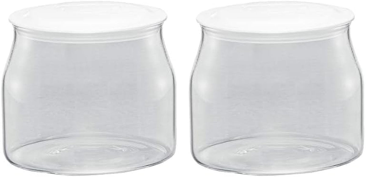 Rommelsbacher JG 1 Bocal de Rechange pour Machine à Yaourt et Fromage à la Crème JG 80-1,2 Litre avec Couvercle (Lot de 2) Naty Shop Boîtes de Conservation Alimentaires Transparent/Blanc 1 pièce (Lot de 2)