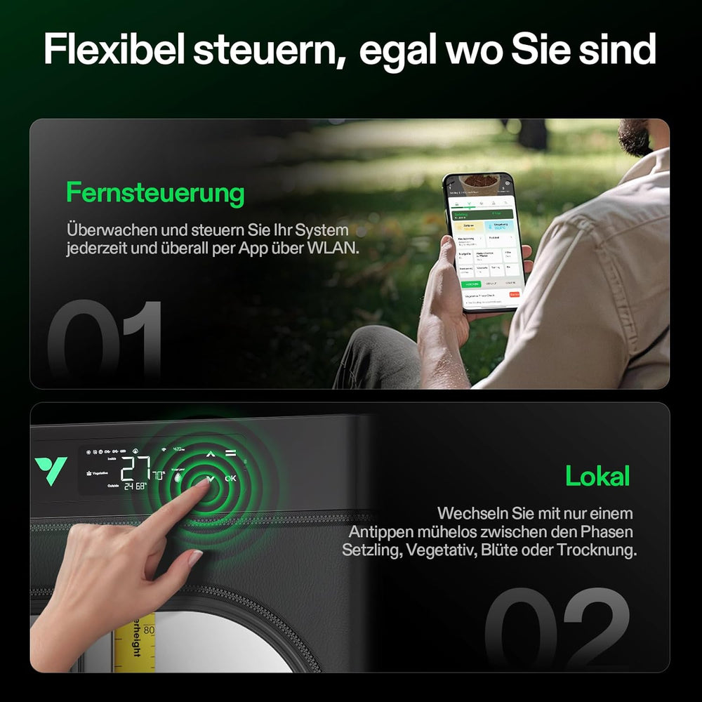 VGrow Boîte de culture intelligente tout-en-un, système professionnel avec lampe de culture Samsung LM301H EVO, système avancé de circulation et de ventilation, irrigation, apport de nutriments pour la culture hydroponique intérieure