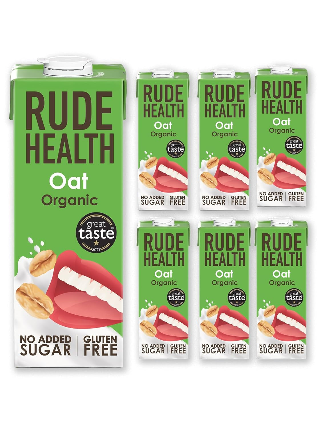 Rude Health 6 x 1 Litre Bio-Cashew-Drink, 100% naturel Bio-Getränk, sans gluten, sans gluten, preisgekrönt, sain et végétalien, 100% emballage recyclable