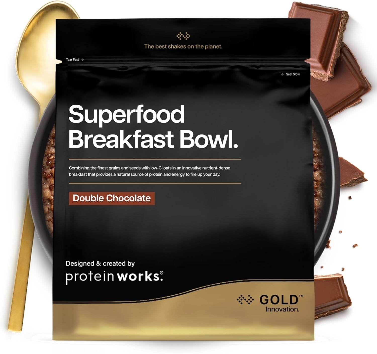 Les protéines fonctionnent | Superfood Breakfast - GOLD Innovation, céréales primées, muesli protéiné, riche en nutriments avec céréales, graines et avoine, riche en fibres, pomme et cannelle, 10 portions, 600 g