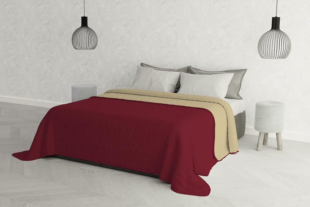 Couette élégante pour lit double 260 X 270 Cm bleu foncé/vert pomme lits et couvertures Besuche den magasin de linge de lit italien bordeaux rouge/crème