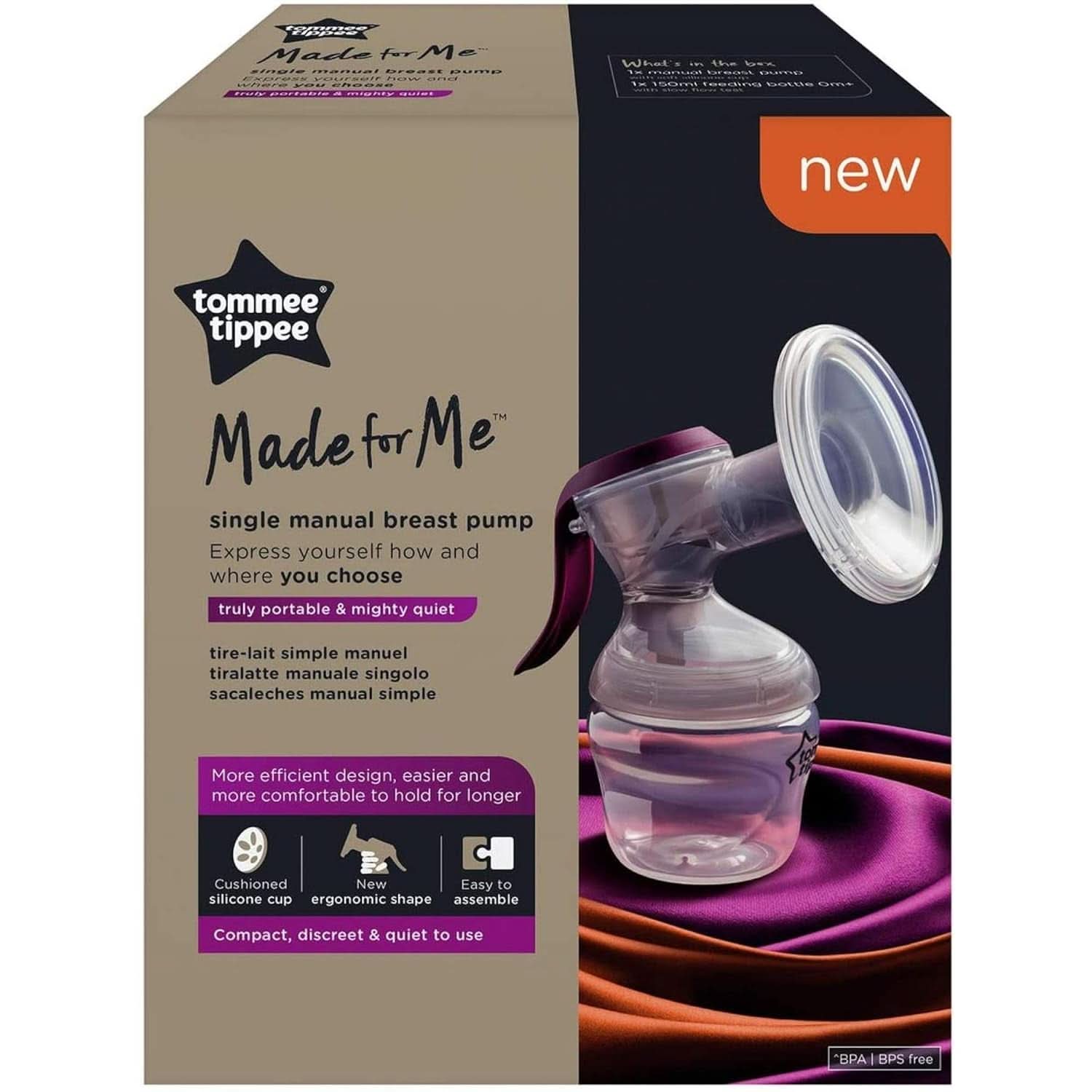 Tommee Tippee Tire-lait manuel "Made for Me", poignée ergonomique, sans BPA, transparent Accessoires Alimentation et Allaitement Bebe Naty Shop