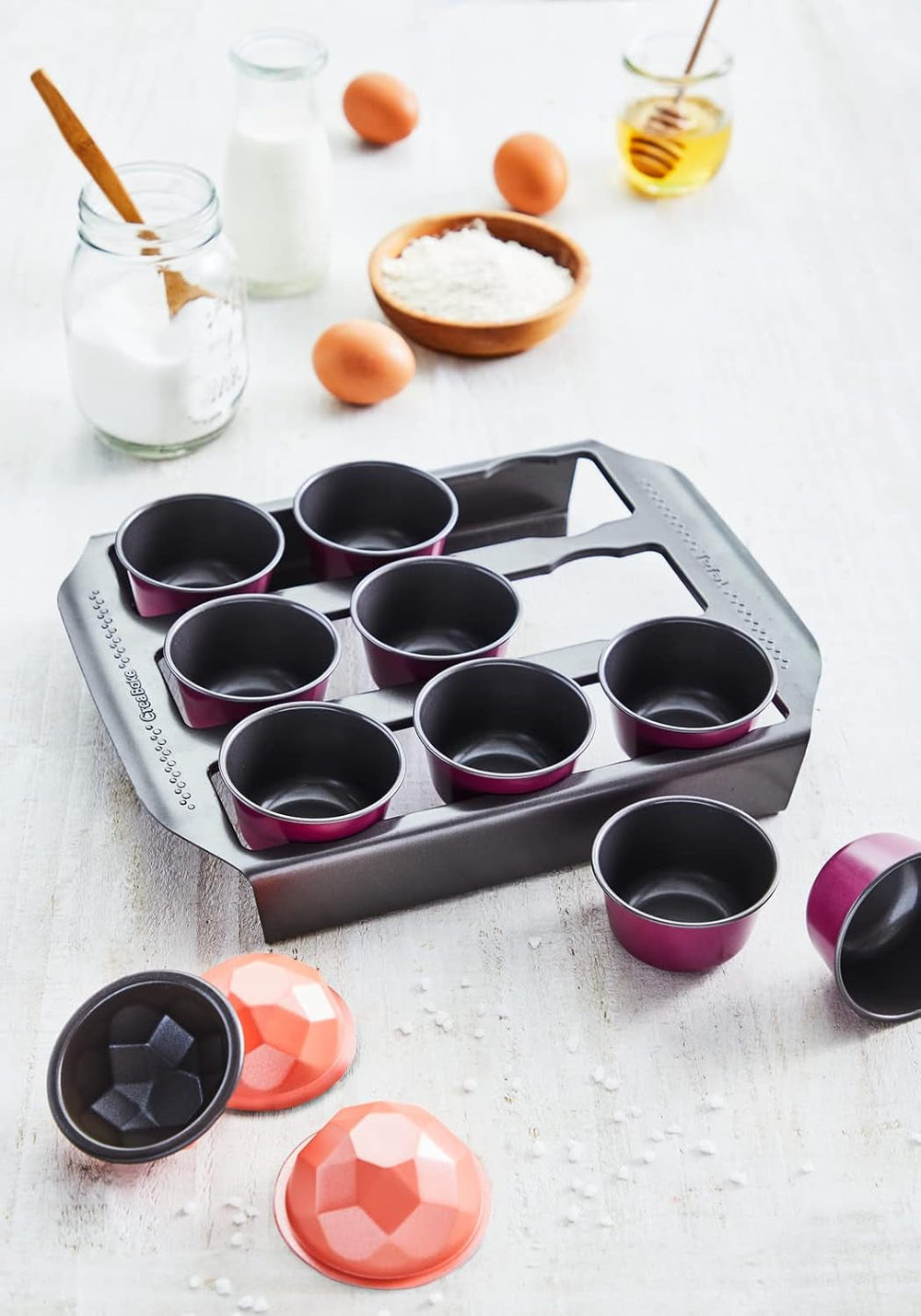 Tefal Creabake J3040104 Kuchenform, 9 Mulden, Antihaftbeschichtung, Austauschbar, Perfektes Backen, Kreative Und Leckere Rezepte, Nicht Compaible Mit Cake Factory, Creabake Moules et plaques à pâtisserie Naty Shop