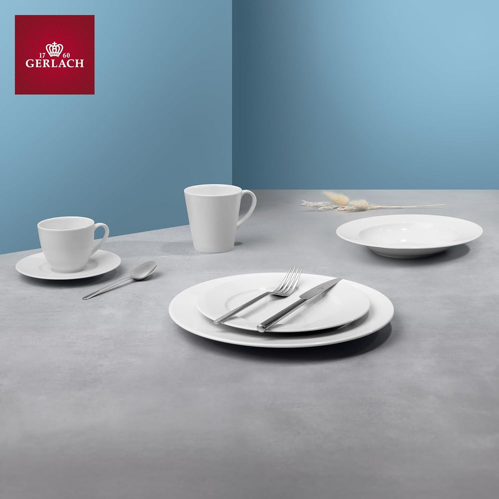 Service de table Gerlach 1760 - 18 pièces - Service de table pour 6 personnes - Service d'assiettes - Porcelaine moderne, blanc