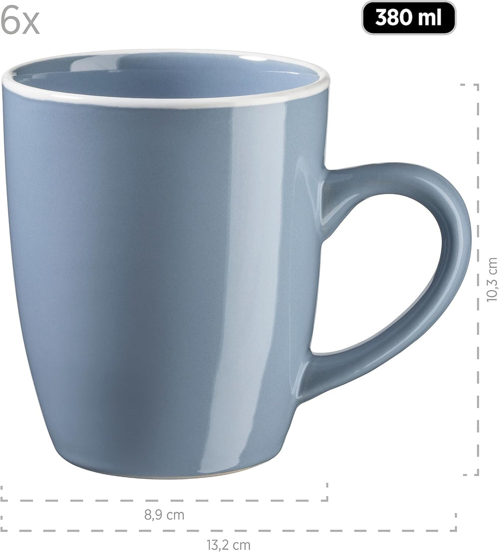 MÄSER 931844 Elissa - Service de table moderne pour 6 personnes, bleu avec bord blanc, ensemble combiné de 24 pièces, céramique