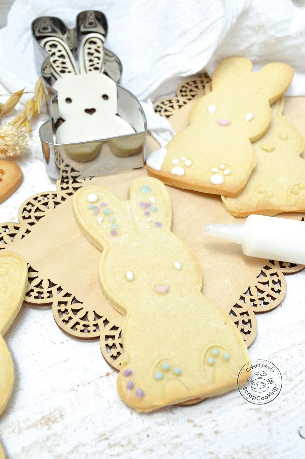 ScrapCooking - Ensemble de pochoirs et pochoirs de Pâques - Moules de Pâques pour gâteaux, gâteaux, fondants - Moules à pâtisserie et pochoirs en bois - Forme arrière pour décoration de gâteaux de Pâques - 2099