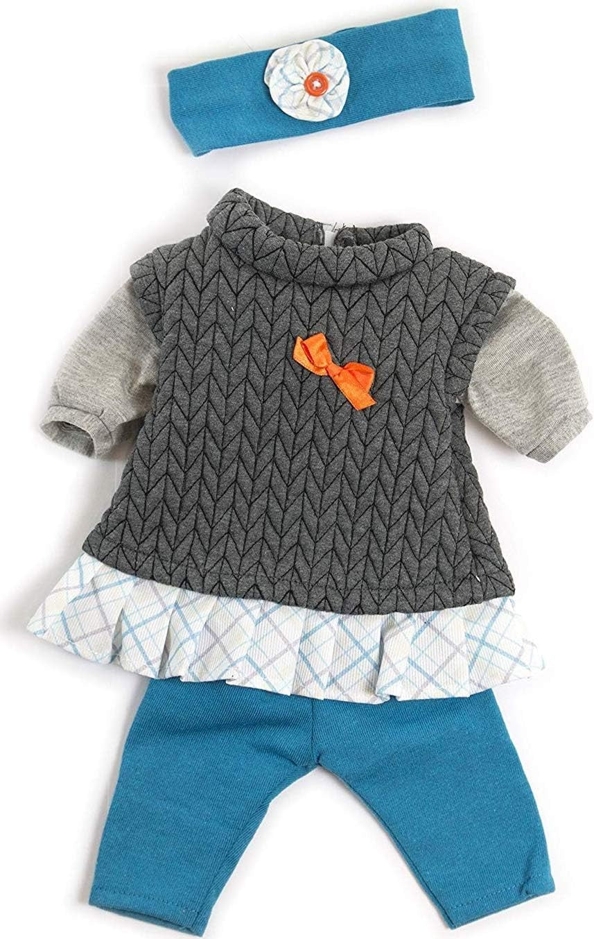 Miniland Set Puppenkleidung 40cm, Kleid, Leggins et Stirnband, Übergangszeit