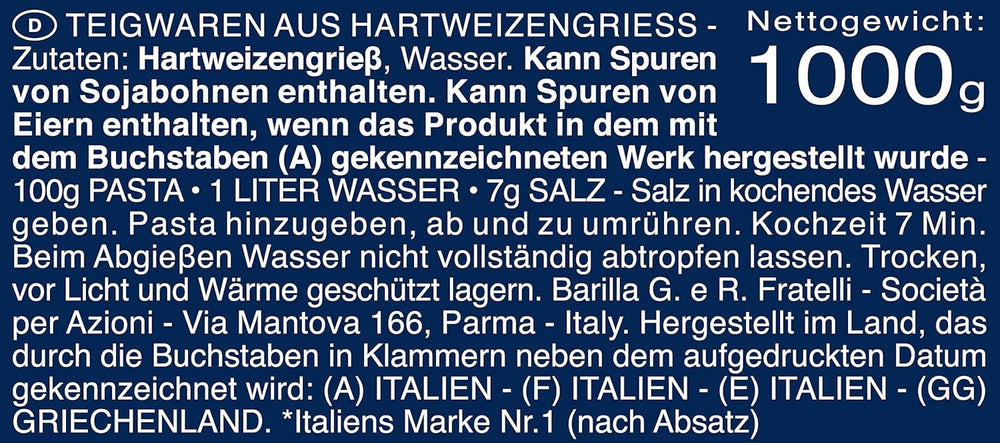 Pâtes de blé dur Barilla Maccheroni n. 44 – Paquet de 1 (1x1kg)