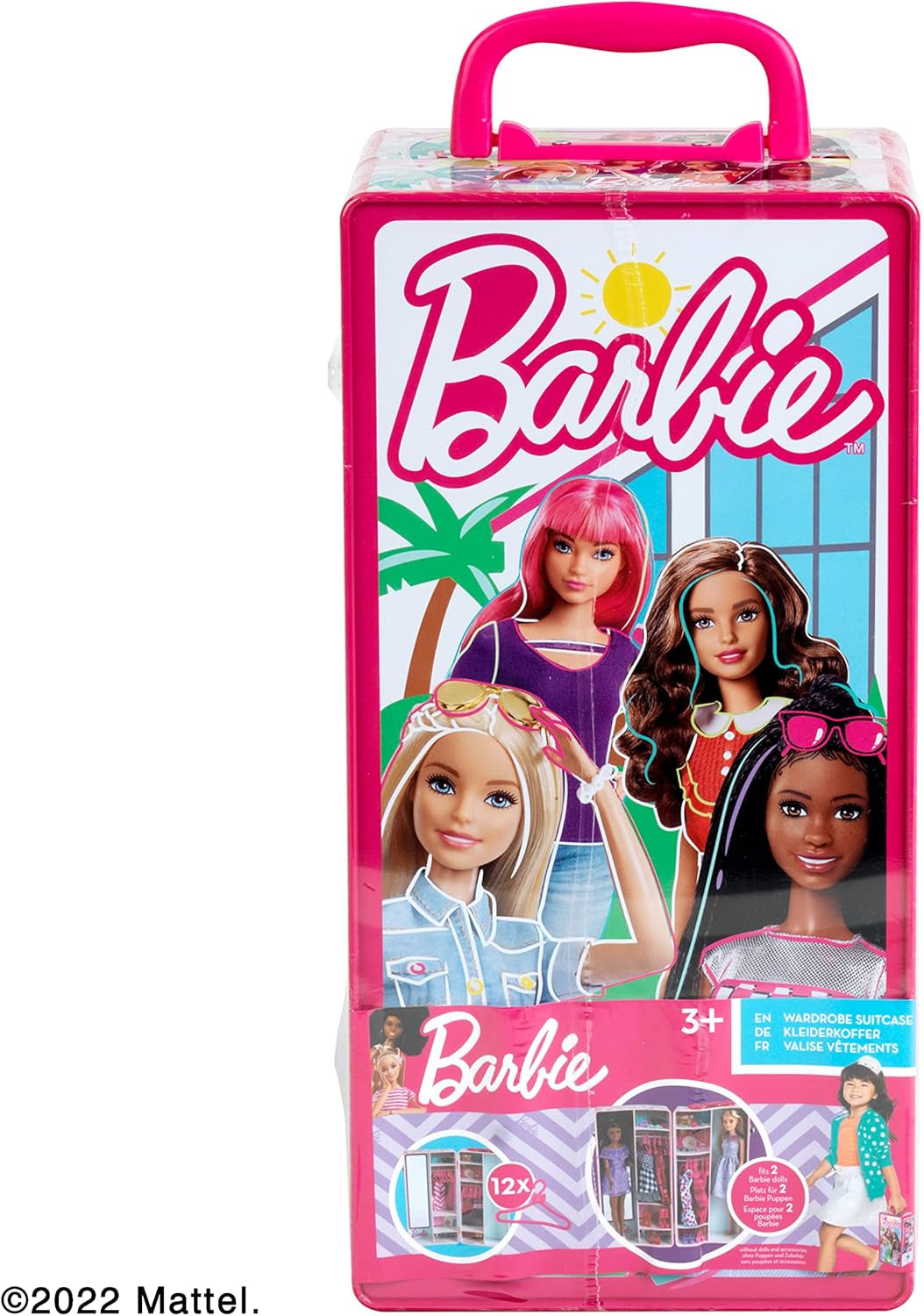 Theo Klein 5801 Barbie Schrankkoffer Kleiderstangen und Fächern, Spielzeug für Kinder ab 3 Jahren, inkl. Zubehör, Multicolor