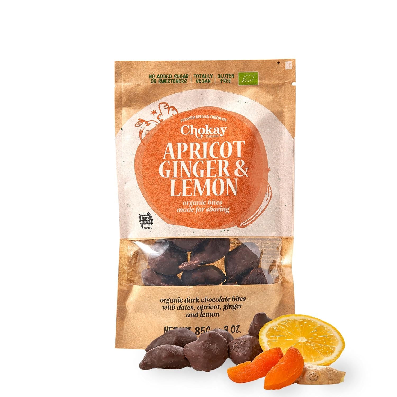 Bouchées biologiques - Amandes à la cannelle et amandes au chocolat noir belge / Sans sucre ajouté, sans édulcorants / Végétalien et équitable / 1 x 85g