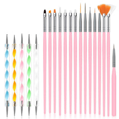 URAQT 20 pièces ensemble de pinceaux à ongles, pinceau à ongles, pinceau à ongles en acrylique, stylo à ongles professionnel pour vernis à ongles gel UV, design d'ongles