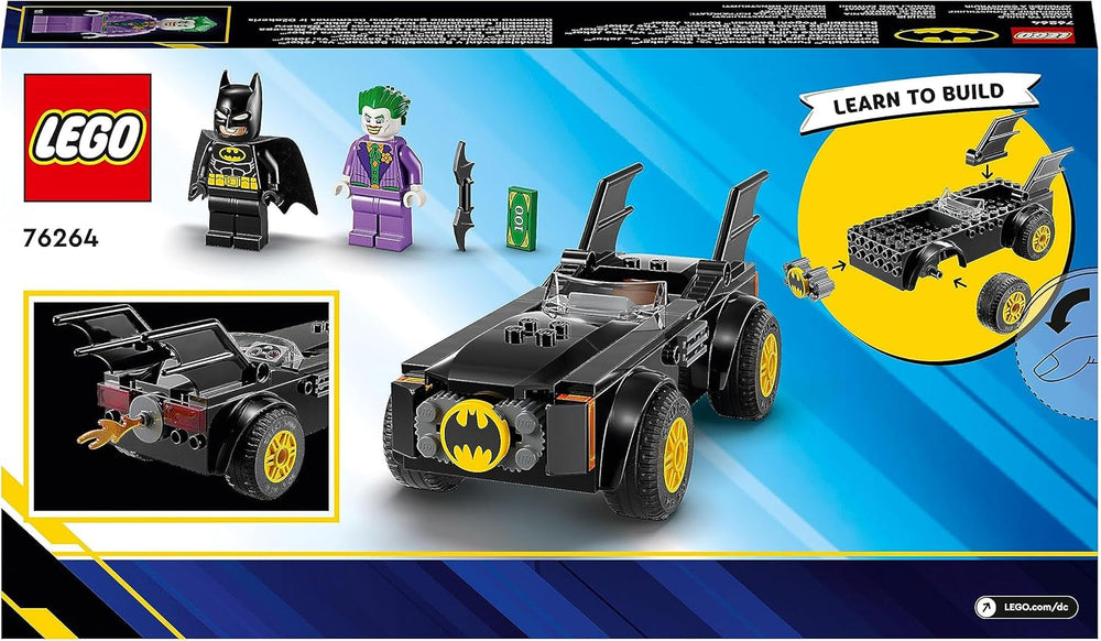 LEGO 76264 DC Poursuite dans la Batmobile : Batman contre. Coffret de voitures jouets Joker, Coffret de démarrage super-héros avec 2 figurines, Jouet pour enfants d'âge préscolaire, garçons et filles à partir de 4 ans, Ensembles de construction rapides à assembler Besuche den LEGO-Store