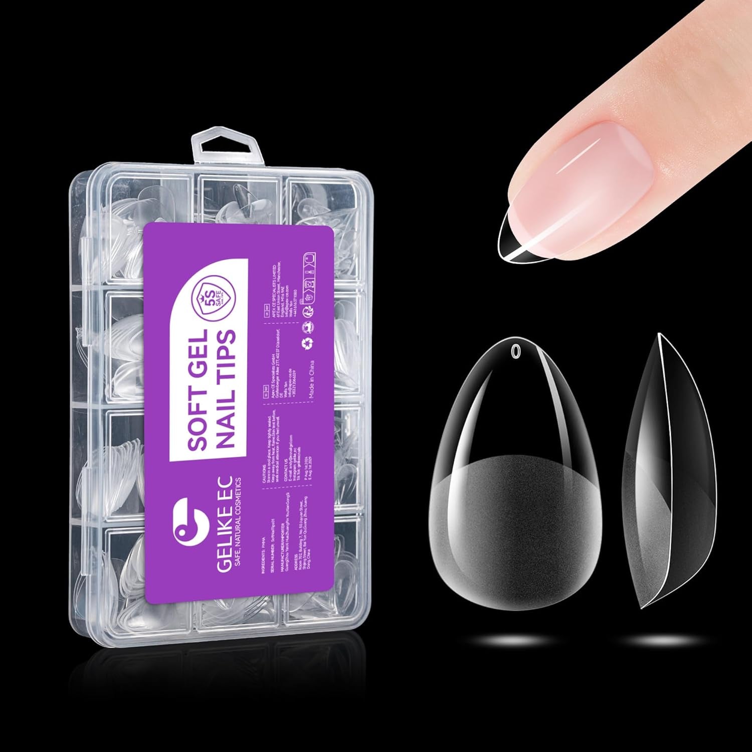 Gelike EC Tipuri de Unghii Pătrate Extra Scurte - Acoperire Completă, Tipuri de Unghii Scurte XS, Tipuri de Unghii Moi cu Gel, Tipuri de Unghii Artificiale din Rășină PMMA Pre-Lustruite pentru Femei, Salon, 120 Bucăți, 12 Mărimi