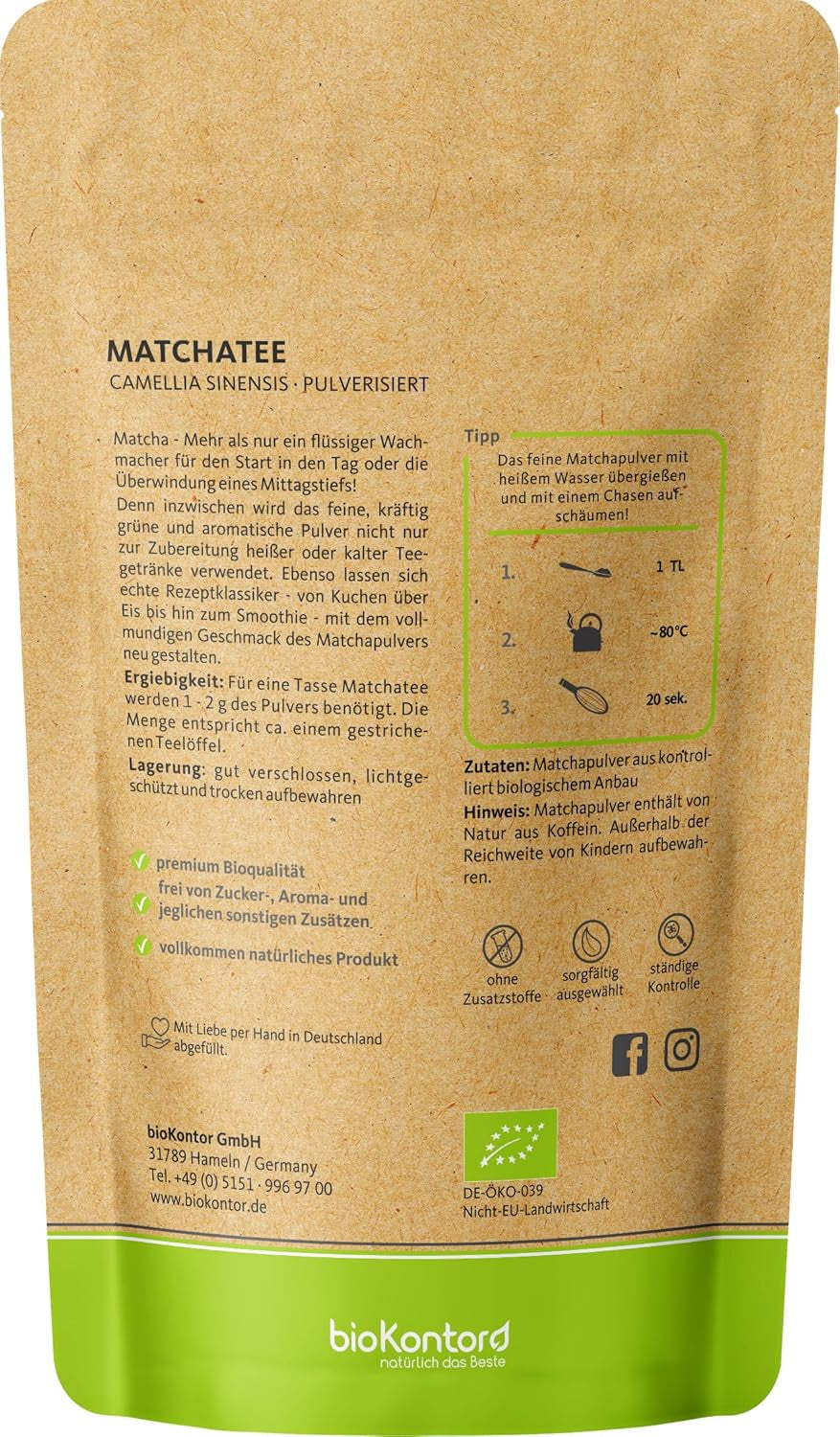 Matcha BIO pulbere 100 g I Fără aditivi - 100% natural I Ceai Matcha japonez premium I Pulbere de ceai verde de la