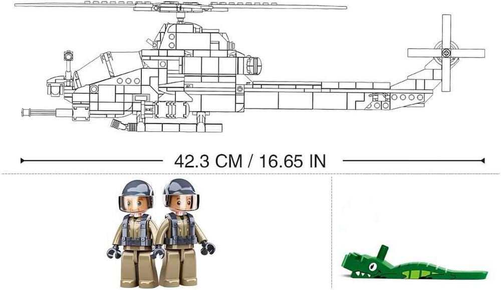 Kampfhelikopter IV (482 Teile) [M38-B0838], Spielset, Klemmbausteine, Soldaten, mit Spielfigur, Army, carie, Sluban Klemmbausteine ​​​​SL95708