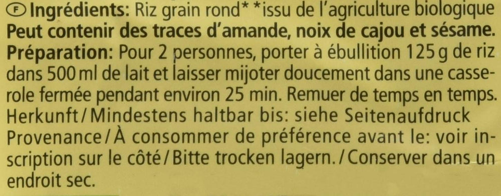 Riz au lait bio, 500g