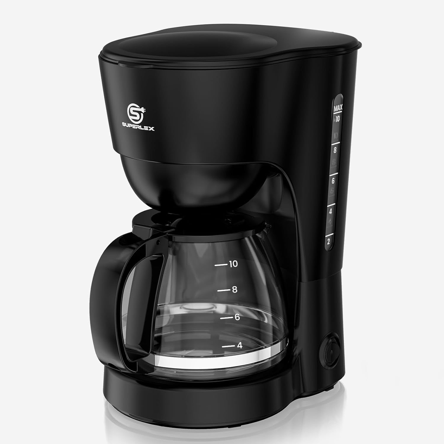 Cafetière filtre 1,25 L pour 10 tasses de café filtre, carafe en verre lavable au lave-vaisselle, thermos, système anti-goutte, arrêt automatique, 600 W, protection contre l'ébullition sans eau pour la maison et le bureau