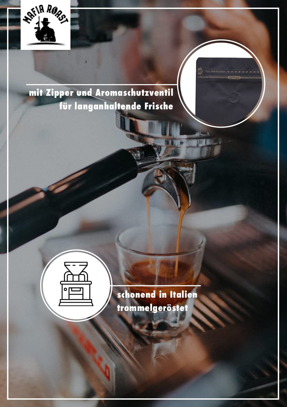 MAFIA ROAST® INTENSO - Espressobohnen typiquement italien - Mélange à 30% Arabica & 70% Robusta-Bohnen - schonend trommelgeröstet - besonders beliebt as intensivever Espresso - 1kg
