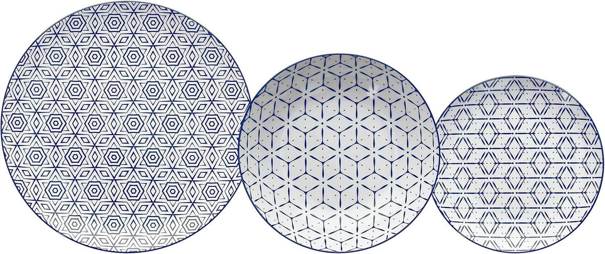 Downtown Tellerservice Für 6 Personen, 18 Stück, Porzellan, Weiß Und Blau Seturi vesela masa Naty Shop Default Title