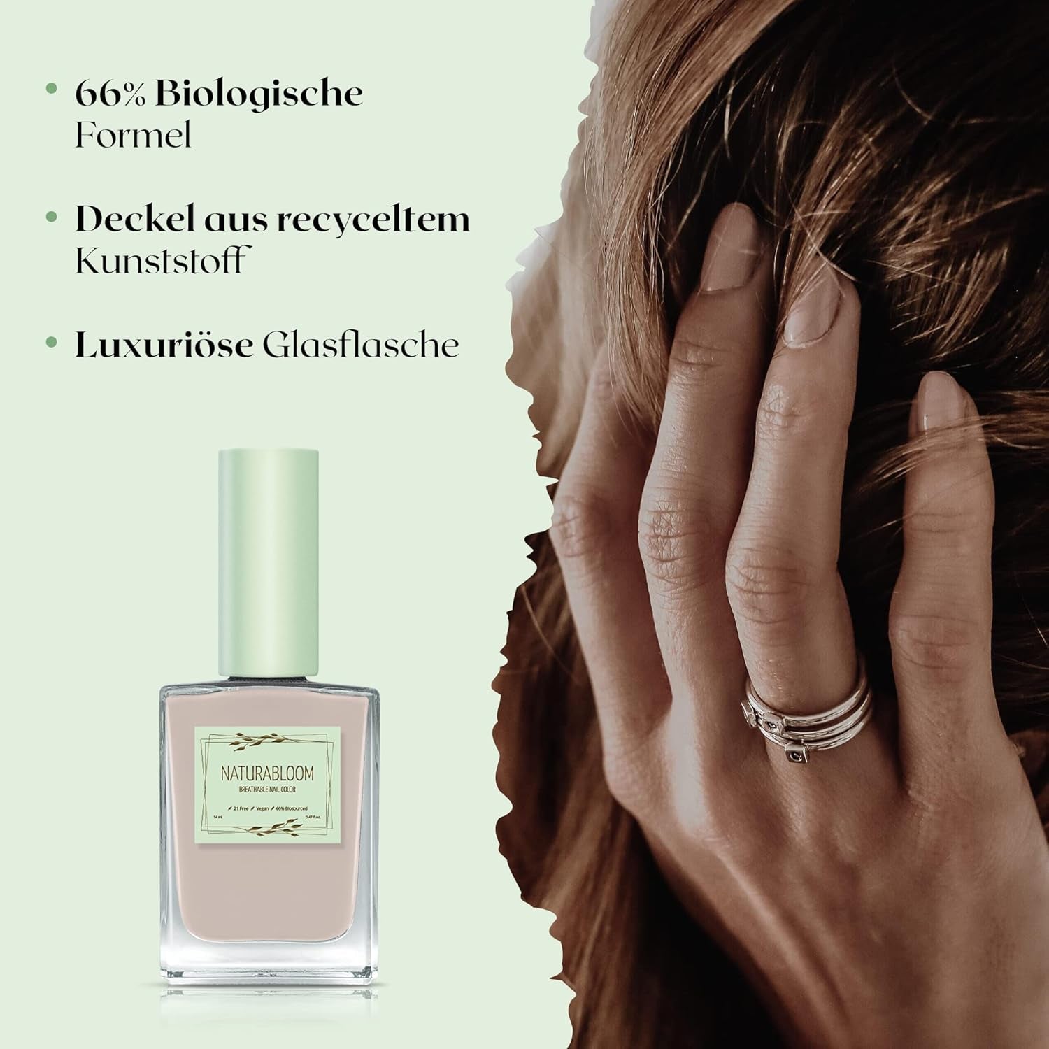 Vernis à ongles beige à séchage rapide (Moon Dust) - vernis à ongles naturel avec formule végétalienne - respirant, durable et durable, 14 ml