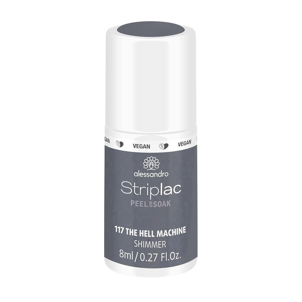 Vernis à ongles UV Alessandro Striplac Midnight Black – Délicat et longue tenue – S'enlève facilement grâce à la technologie Peel-Off Removal – Vegan et cruelty-free – 8 ml