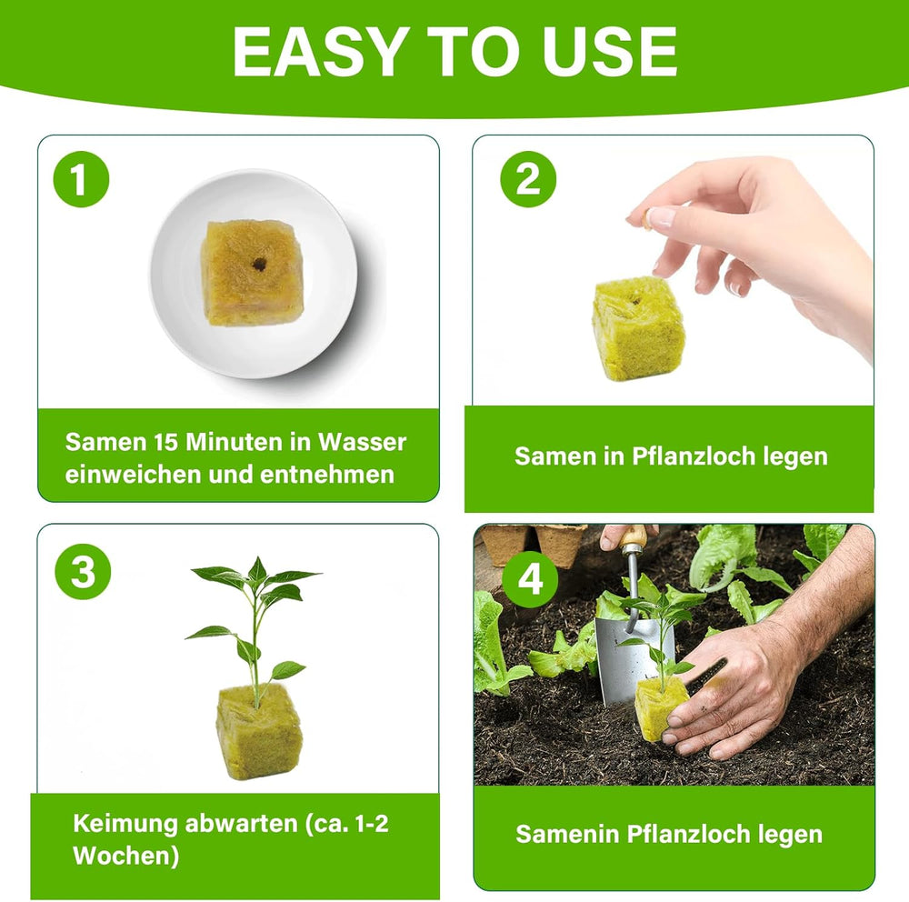 100 pièces de laine de roche Anzucht Würfel 2.5x2.5x2.5CM Rockwool Cube Anzuchtmatte Steinwolle Anbau Hydrokultur Umpflanzen für Bodenlose Anzucht Setzlinge Stecklinge Klonpflanzen