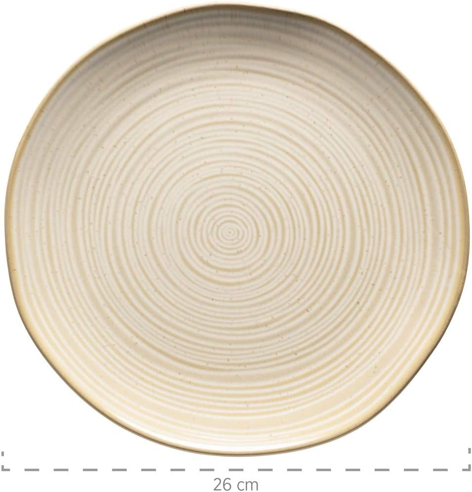 MÄSER 931512 Nottingham Vintage Series Service de table pour 4 personnes, service combiné de 20 pièces avec formes rondes irrégulières au look rétro, carrelage, beige