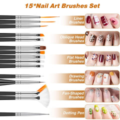 MELLIEX 45 Stück Nail Art Dekoration Zubehör Set, Nägel Pinsel Strasssteine Glitzer Goldfolie Nageldesign Dotted Pen Streifenband Für Nagelkunst Maniküre Set