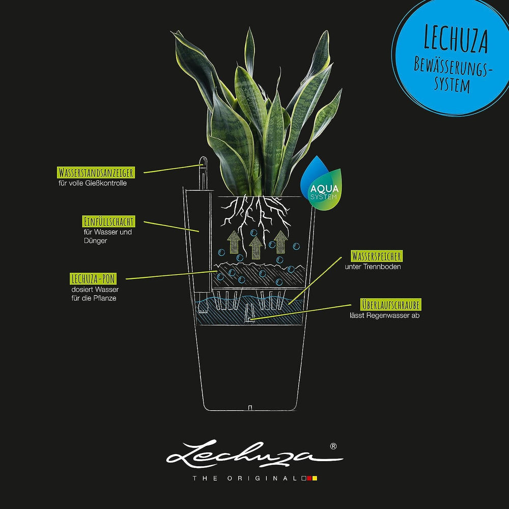 LECHUZA CUBICO Couleur 30 gris ardoise 13138, 29,5x29,5x56,5 cm