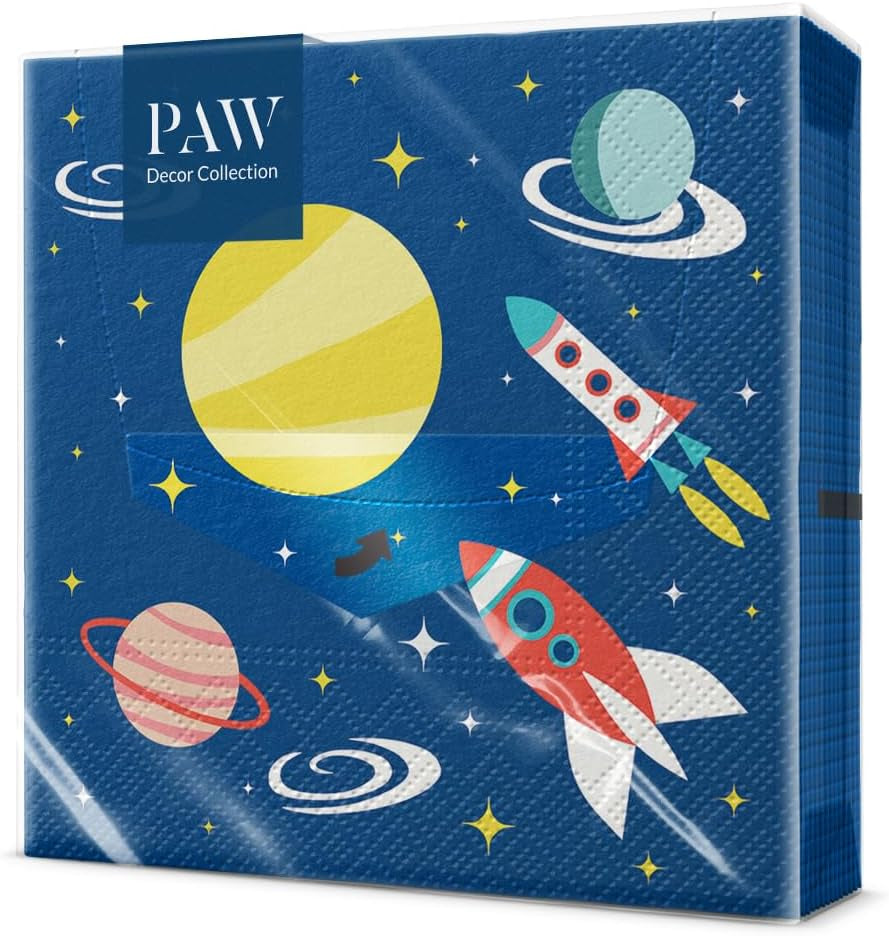 PAW - Șervețele 3 straturi (33 X 33 Cm) I 20 de bucăți I Perfect pentru petreceri, zile de naștere, sărbători I Decorațiuni de masă pentru petreceri pentru copii - Șervețele de hârtie colorate cu motiv - fotbal I minge de fotbal (pachet cu 2)