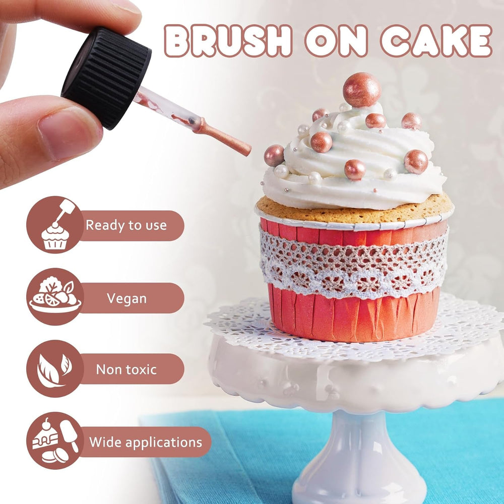 Paillettes comestibles liquides – 6 couleurs métalliques, poudre de paillettes comestibles liquides pour décoration de gâteaux, pâtisserie, macarons – colorant alimentaire métallique, couleurs pailletées pour biscuits, fondants, gâteaux, muffins