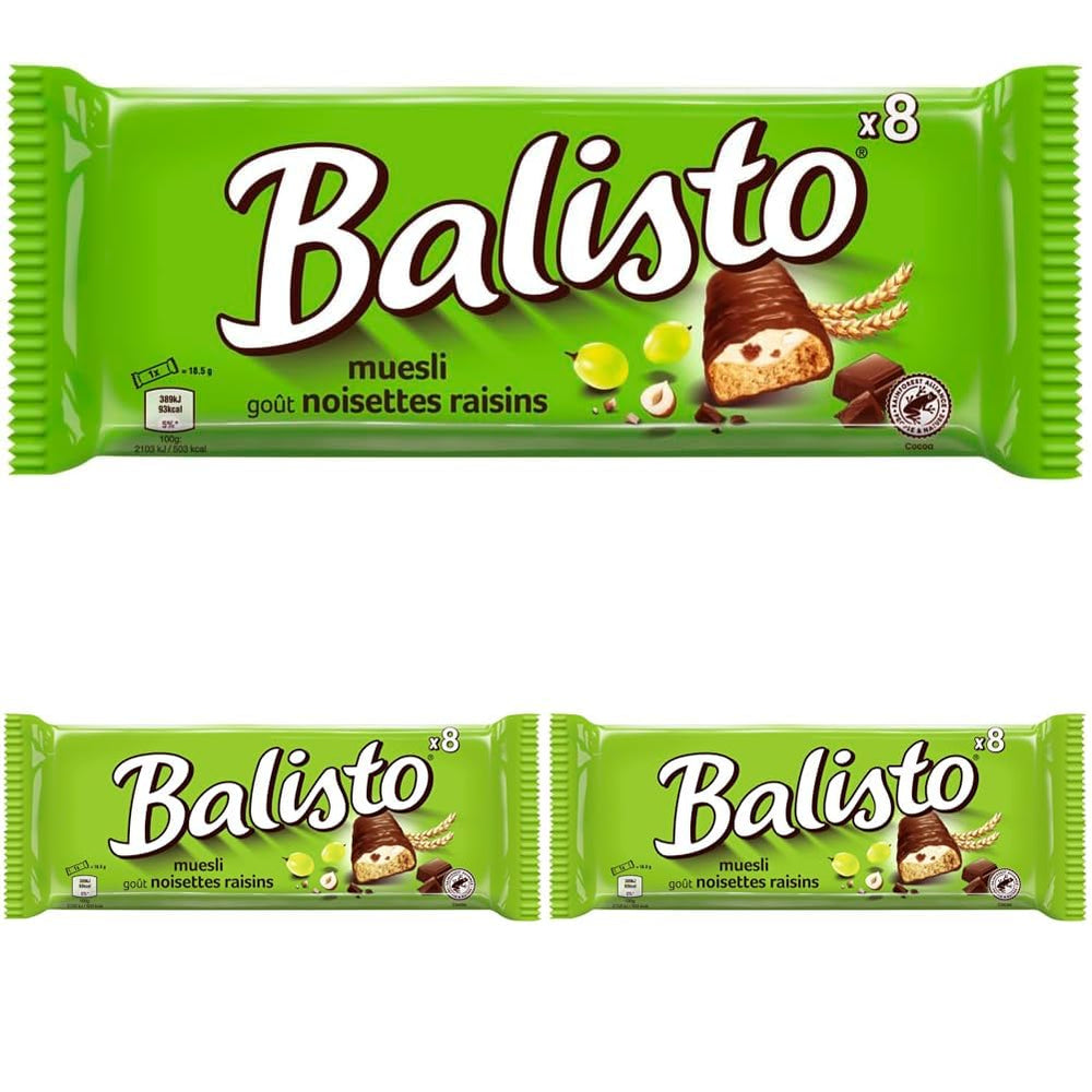 Balisto Chocolate Pack Bulk, Barres de chocolat Yoberry, céréales et yaourt, 8 x 18,5 g, chocolat, barres de muesli, paquet de chocolat en vrac (148 g)