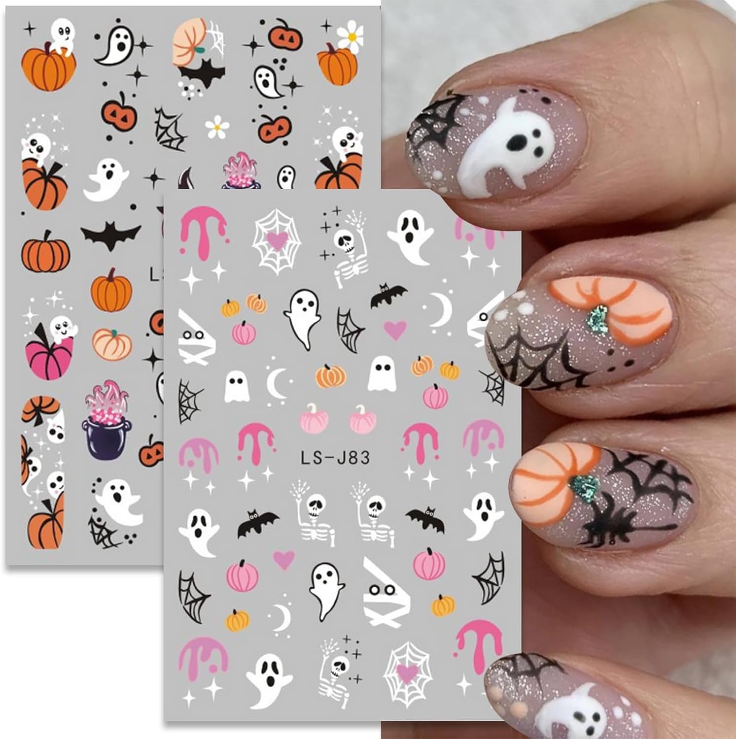 Autocollants pour ongles Halloween, 8 feuilles d'autocollants pour ongles Halloween, autocollants pour ongles, nail art, breloques pour ongles, accessoires pour ongles, design de Noël, Noël (type A)