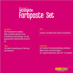 Decocino Pâte colorante liposoluble Lot de 6 - 6 x 15 g - Colorant alimentaire rouge, blanc, vert, jaune, bleu et noir, idéal pour colorer gâteaux, fondants et crèmes - Sans azoïque ni gluten