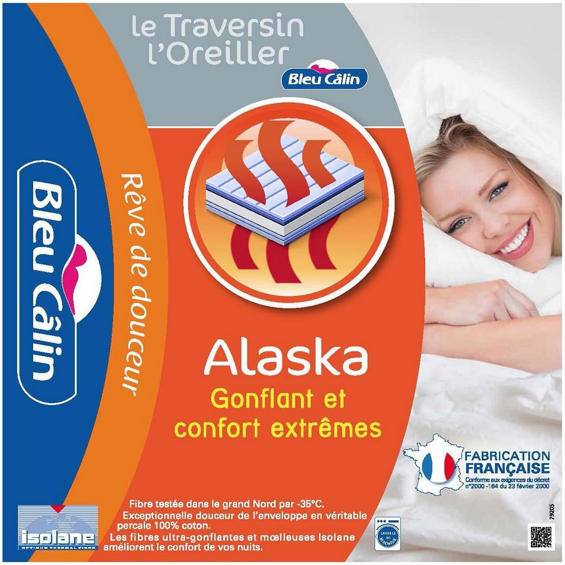 Bleu Câlin Lot de 2 oreillers au confort ferme "Alaska", super garnissage, Enveloppe percale 100% coton, blanc, 65 X 65 cm forme carrée Oreillers standards Naty Shop Forme rectangulaire 50 X 70 Cm